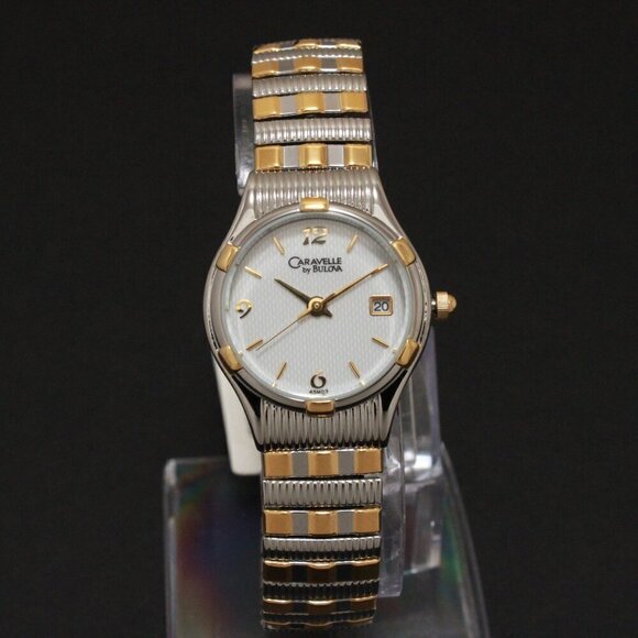Caravelle Ladies Classic Design Watch By Bulova Two Tone Expansion Bracelet 23mm - Picture 3 of 13